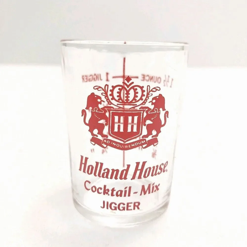 Vintage Holland House Cocktail Mix Jigger shot Glass Red #K005
